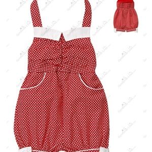 Janie and Jack Vintage Camellia Summer Red Dot Halter Romper size 2t